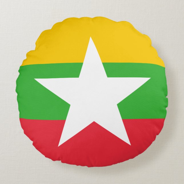 Myanmar Flag Round Cushion (Front)