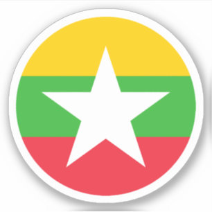 Myanmar Flag Round Sticker
