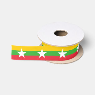 Myanmar Flag Satin Ribbon