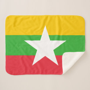 Myanmar Flag Sherpa Blanket