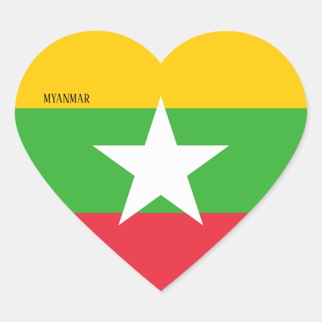 Myanmar Flag Splendid Patriotic Heart Sticker (Front)