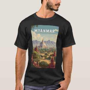 Myanmar Illustration Travel Art Vintage T-Shirt