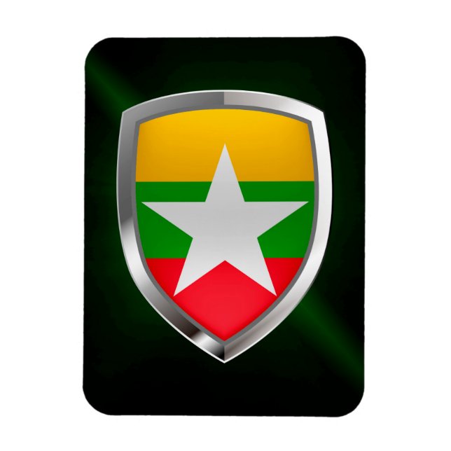 Myanmar Metallic Emblem Magnet (Vertical)