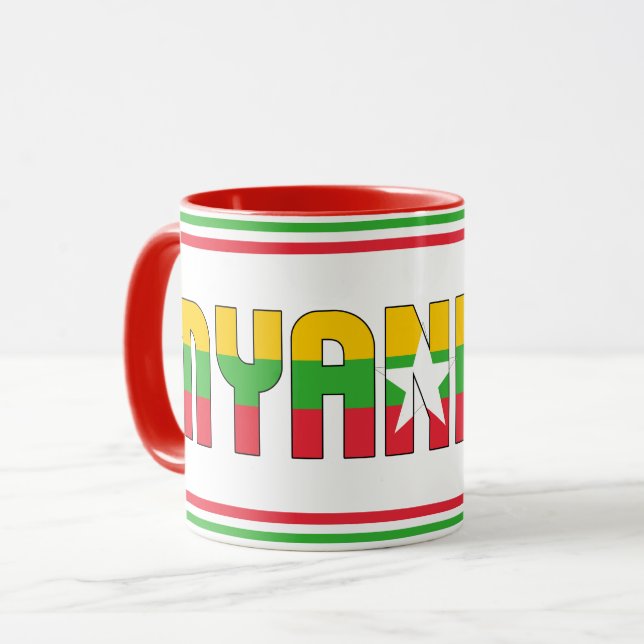 Myanmar National Flag Patriotic Coffee Mug (Front Left)
