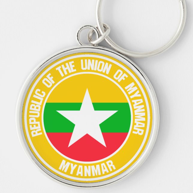 Myanmar Round Emblem Key Ring (Front)