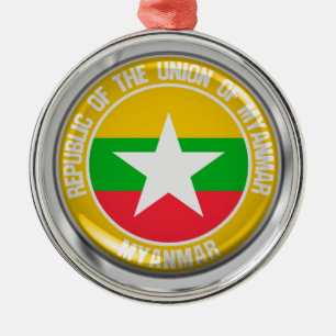 Myanmar Round Emblem Metal Tree Decoration