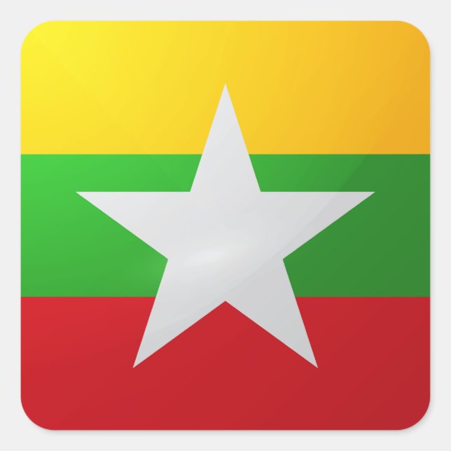 Myanmar square glossy flag sticker (Front)