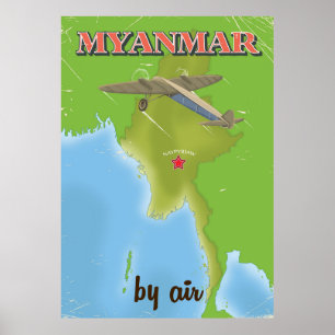 Myanmar vintage travel poster