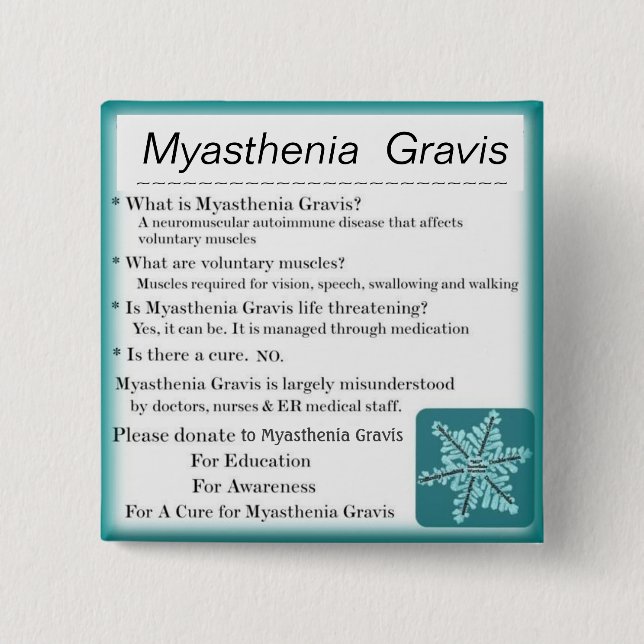 Myasthenia Gravis Awareness 15 Cm Square Badge (Front)