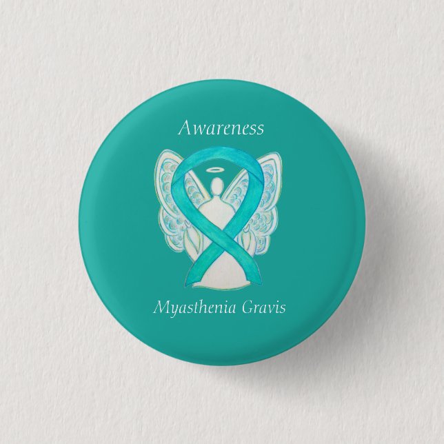 Myasthenia Gravis Awareness Angel Ribbon Art Pin (Front)