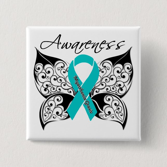 Myasthenia Gravis Awareness Butterfly 15 Cm Square Badge (Front)