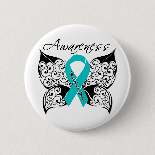 Myasthenia Gravis Awareness Butterfly 6 Cm Round Badge (Front)