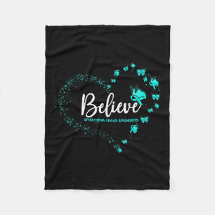 Myasthenia Gravis Awareness Butterfly Believe  Fleece Blanket