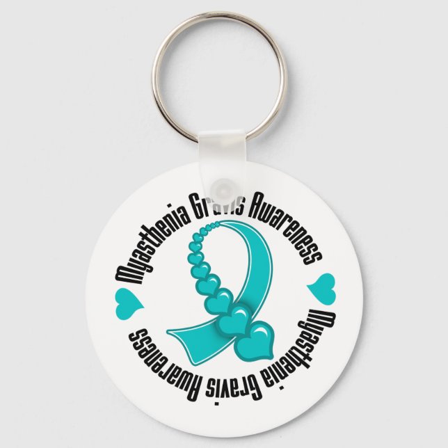 Myasthenia Gravis Awareness Cascading Hearts Key Ring (Front)