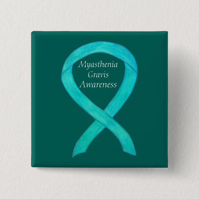 Myasthenia Gravis Awareness Ribbon Art Custom Pin (Front)