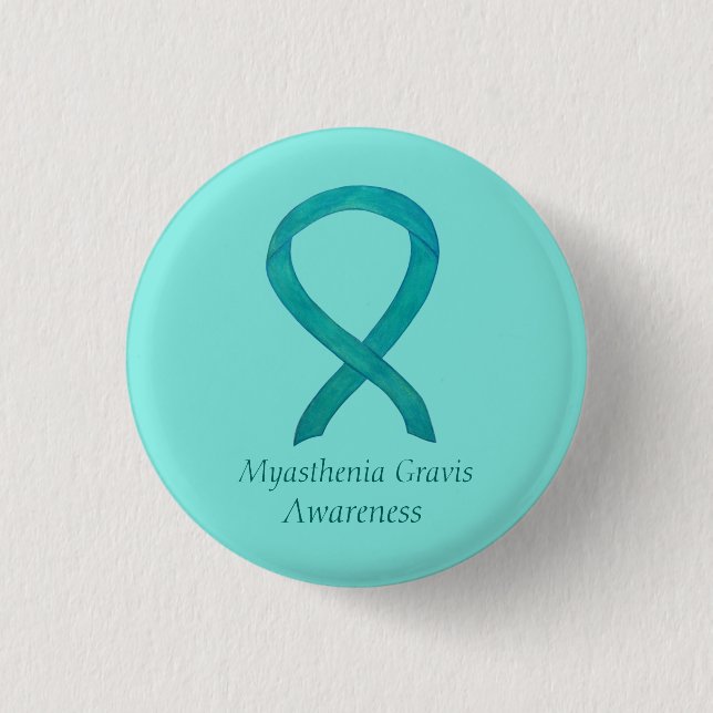 Myasthenia Gravis Awareness Ribbon Art Custom Pin (Front)
