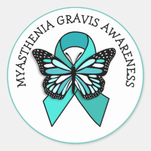 Myasthenia Gravis Awareness Ribbon Butterfly Classic Round Sticker