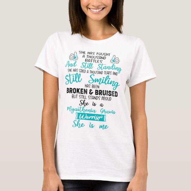 Myasthenia Gravis Awareness Ribbon Support Gifts T-Shirt (Front)