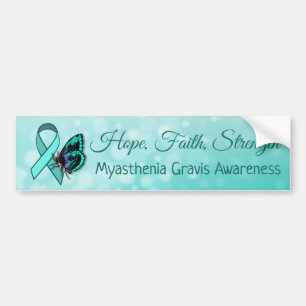 Myasthenia Gravis Awareness Teal Butterfly Ribbon Bumper Sticker