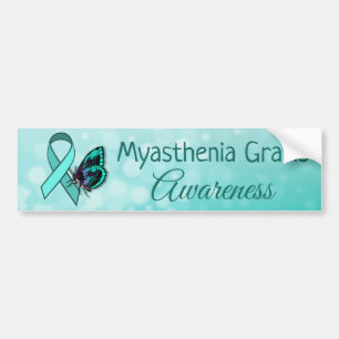 Myasthenia Gravis Awareness Teal Butterfly Ribbon Bumper Sticker