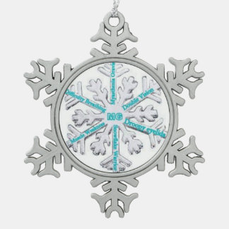 Myasthenia Gravis Awareness Teal PewterOrnament Snowflake Pewter Christmas Ornament