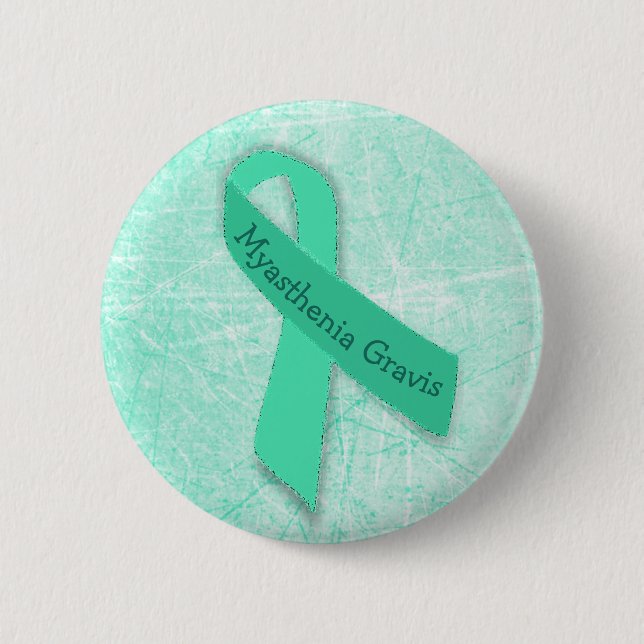 Myasthenia Gravis Button with Awareness Ribbon (Front)