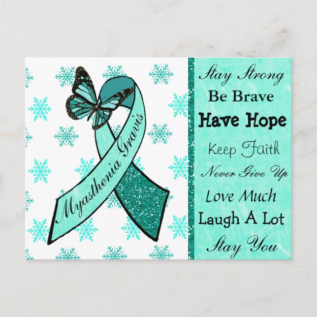 Myasthenia Gravis Hope Butterfly Ribbon Postcard (Front)