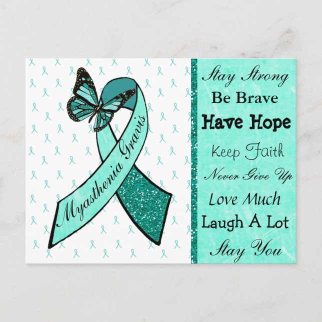 Myasthenia Gravis Hope Butterfly Ribbon Postcard (Front)
