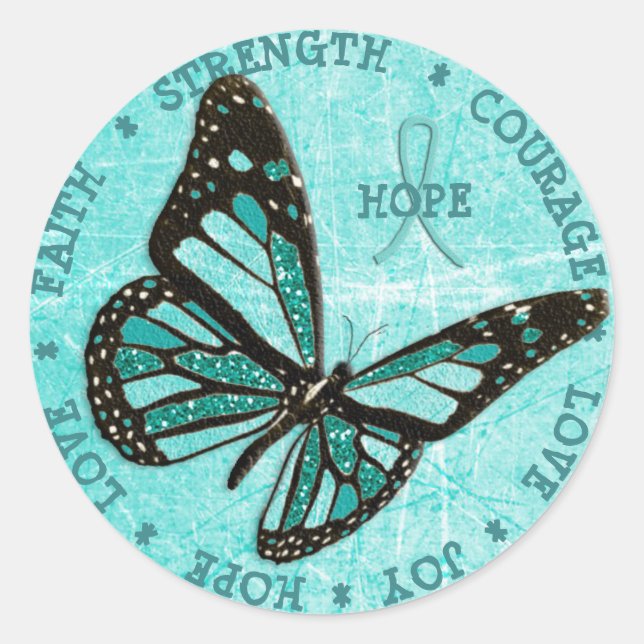 Myasthenia Gravis Hope  Strength Butterfly Sticker (Front)