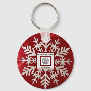 Myasthenia Gravis Red Snowflake Awareness Keychain