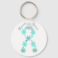 Myasthenia Gravis Snowflake Ribbon Key Chain