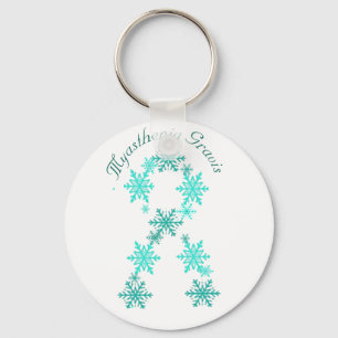 Myasthenia Gravis Snowflake Ribbon Key Chain