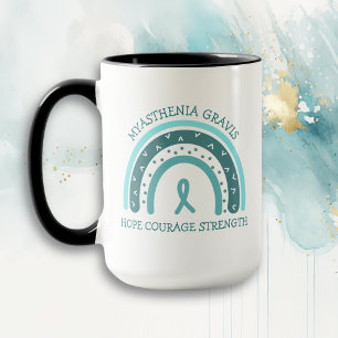 Myasthenia Gravis Warrior Rainbow and Ribbon Mug