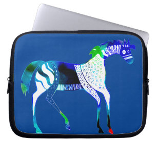 Mycenaean Greek Inspired Blue Horse Laptop Case