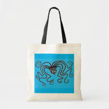 Mycenaean Greek Inspired Blue Octopus Tote Bag