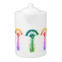 Mycenaean Greek Inspired Colourful Flowers Teapot