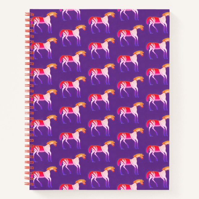 Mycenaean Greek Inspired Colourful Horses Notebook (Front)