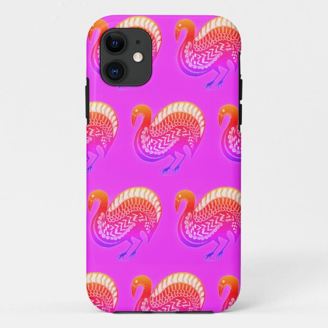 Mycenaean Greek Inspired Pink Bird iPhone Case (Back)
