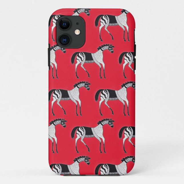 Mycenaean Greek Inspired Red Horse iPhone Case (Back)