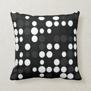 Mydeas   Black & White Grey Retro Dots Cushion