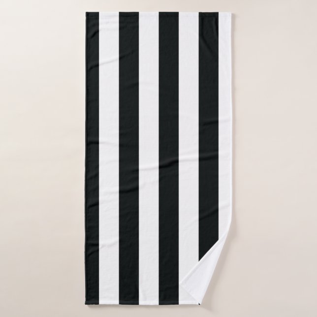 Mydeas | Black & White Thick Stripes Bath Towel (Bath Towel)