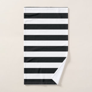 Mydeas   Black & White Thick Stripes Hand Towel