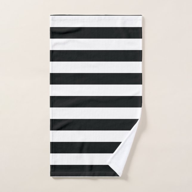 Mydeas | Black & White Thick Stripes Hand Towel (Hand Towel)