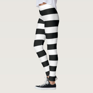 Mydeas | Black & White Thick Stripes Leggings