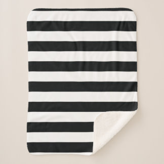 Mydeas | Black & White Thick Stripes Sherpa Blanket