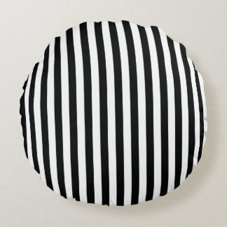 Mydeas | Black & White Thin Stripes Round Cushion