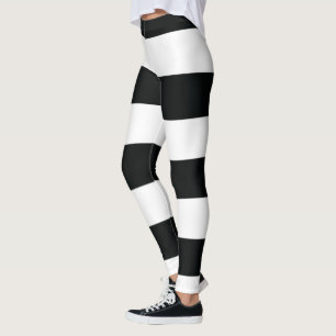 Mydeas   Black & White Wide Stripes Leggings