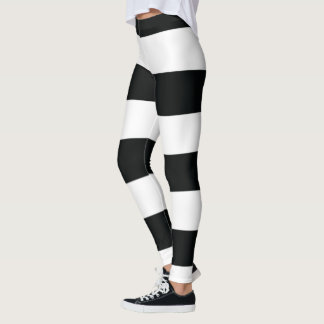 Mydeas | Black & White Wide Stripes Leggings