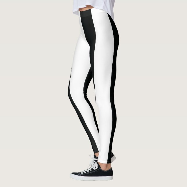 Mydeas | Black & White Wide Stripes Leggings (Left)