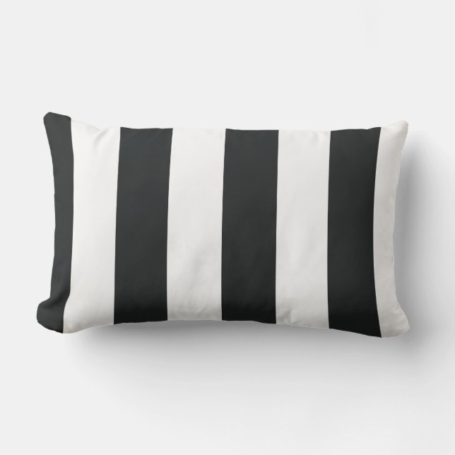 Mydeas | Black & White Wide Stripes Lumbar Cushion (Front)